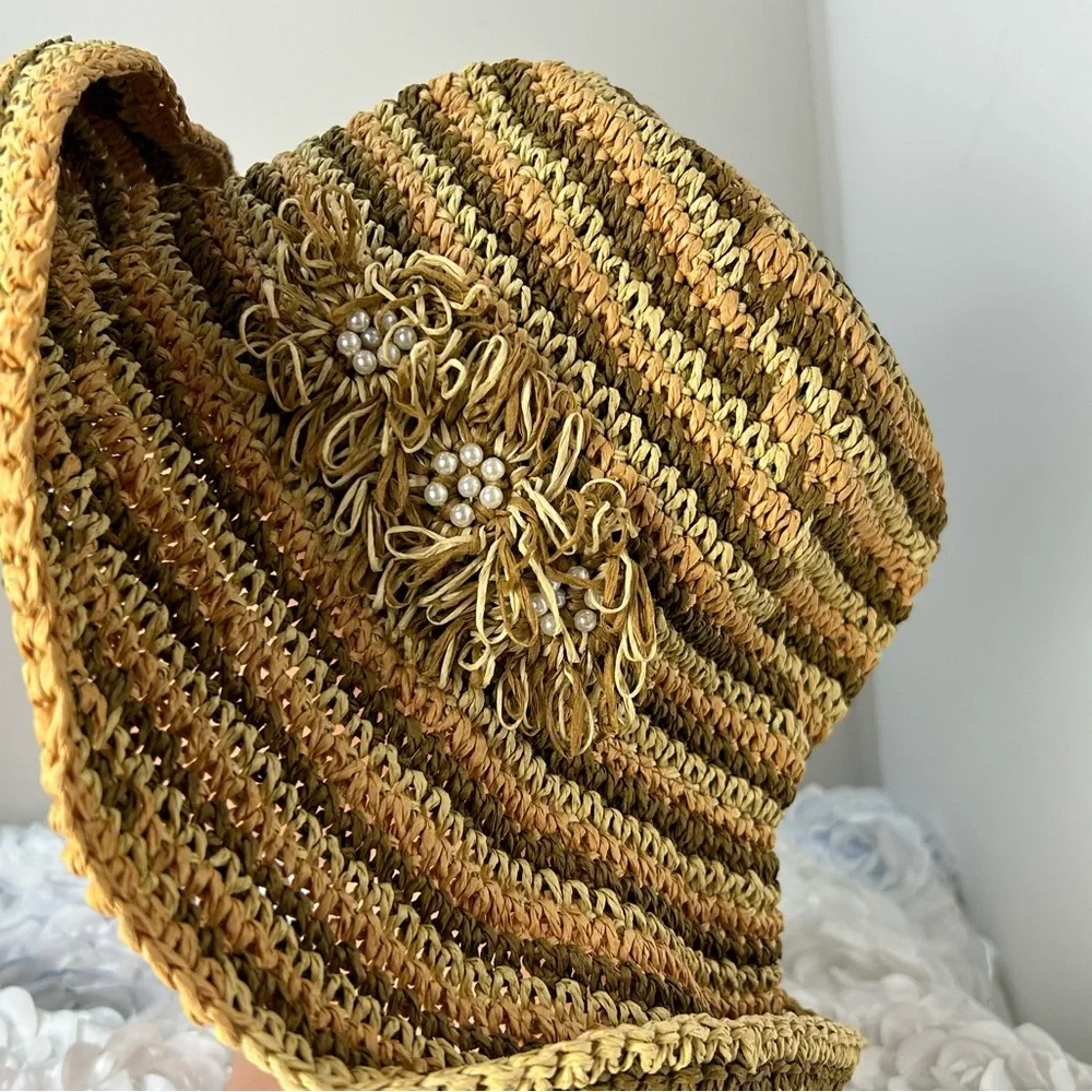 Jhats Beach Sun Floppy Straw Hat Neutral‎ Colors OSFA